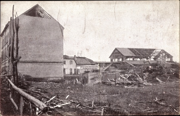 Postcard Chemnitz in Saxony, destroyed buildings, storm disaster 1916