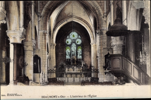 Ak Beaumont sur Oise Val d´Oise, Interieur de l'Eglise