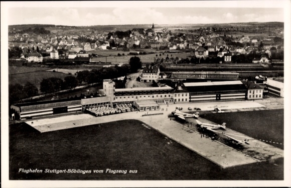 Ak Böblingen in Württemberg, Luftaufnahme, Flughafen
