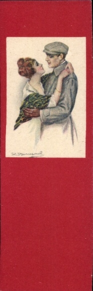 Artist Postcard Bompard, Sergio, lovers, embrace, bookmark