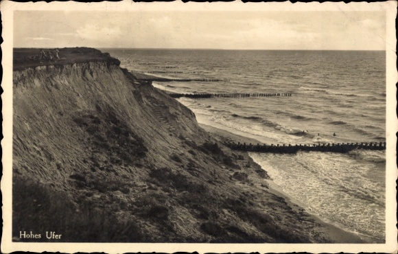 Ak Ostseebad Ahrenshoop Fischland, Hohes Ufer, Küstenlandschaft, Ostsee, Wellen, Strand