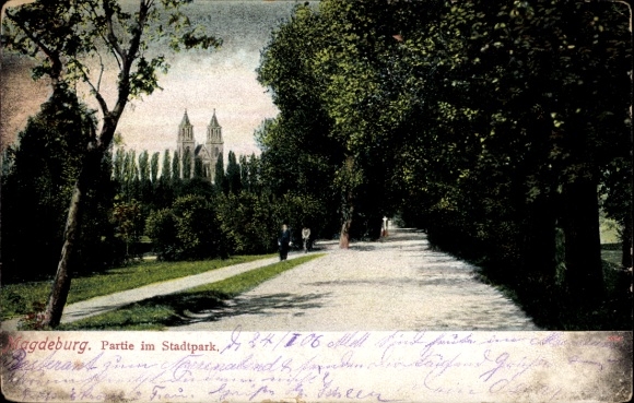 Postcard Magdeburg an der Elbe, Stadtpark