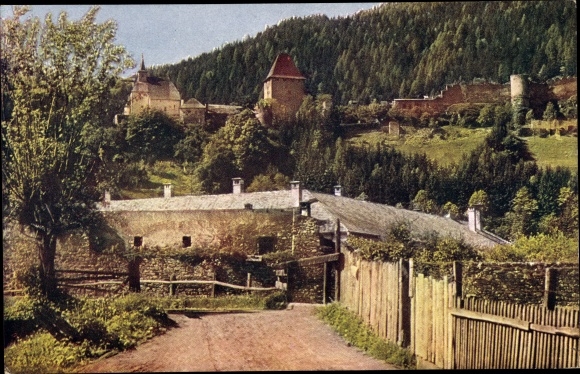 Postcard Friesach in Carinthia, ruin Petersberg