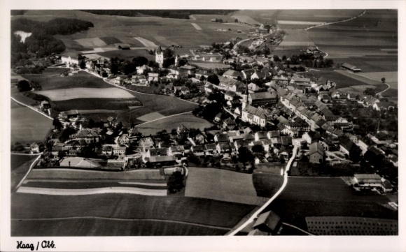 Postcard Haag in Upper Bavaria, aerial photograph