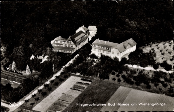 Postcard Hüsede Bad Essen in Lower Saxony, aerial photograph Bad Hüsede, owner E. Meyerskötter