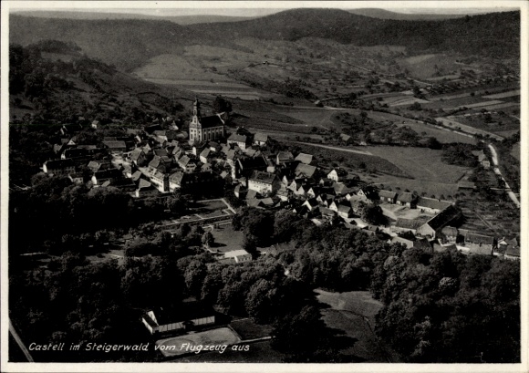 Postcard Castell Unterfranken, total view, aerial photograph