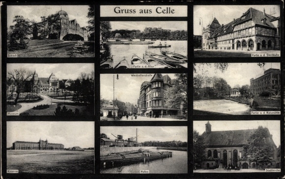 Passepartout PC Celle in Lower Saxony, castle, museum, barracks, harbor, town church