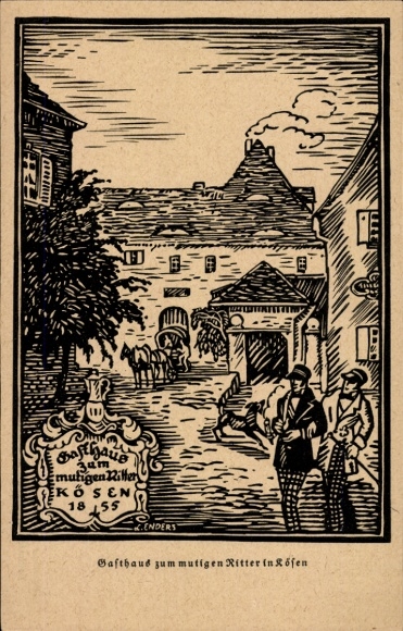 Studentika artist Postcard Enders, L., Bad Kösen Naumburg ad Saale, Inn of the Courageous Knight 1855
