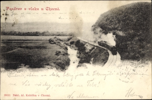 Ak Choceň Chotzen Region Pardubice, Gesamtansicht, Eisenbahn