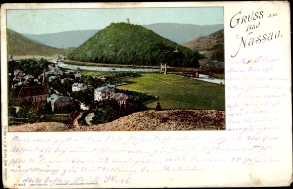 Postcard Nassau an der Lahn, partial view, ruin