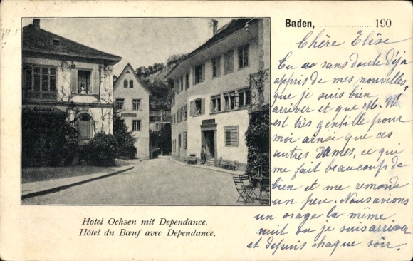 Ak Baden Kanton Aargau Schweiz, Hotel Ochsen, Dependance