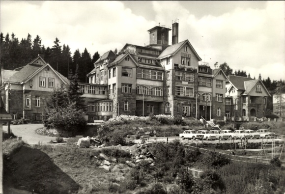 Postcard Schierke Wernigerode in the Harz Mountains, mountain health resort, Hermann Duncker recreation home, residential building, Par