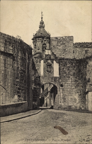 Postcard Hondarribia Fuenterrabia Baskenland, Puerta principal