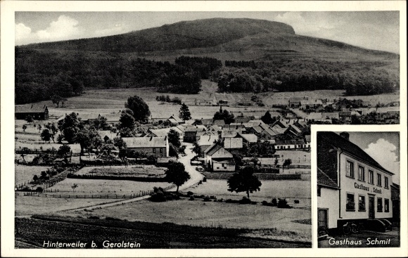 Ak Hinterweiler in der Eifel, Gasthaus Schmit, Blick auf den Ort