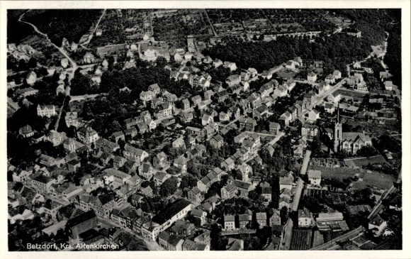 Postcard Betzdorf on the Sieg, aerial photograph