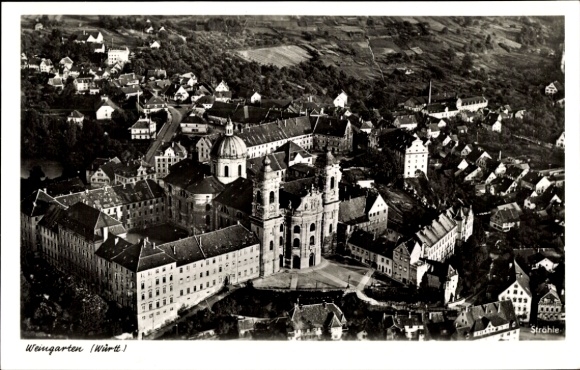 Postcard Weingarten Krs. Ravensburg Württemberg, aerial photograph
