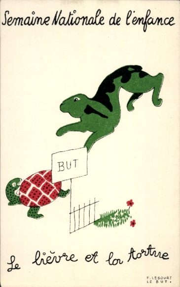 Artist Postcard Semaine Nationale de l'enfance, Le lièvre et la tortue