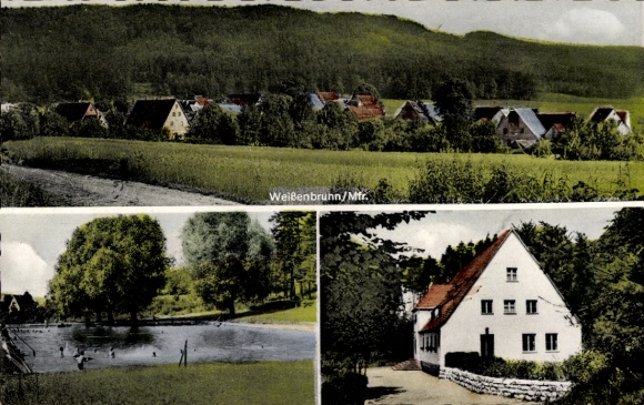 Postcard Weißenbrunn in Upper Franconia, panorama, partial views