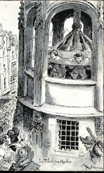 Set van 12 ansichtkaarten van het oude Parijs, Robida