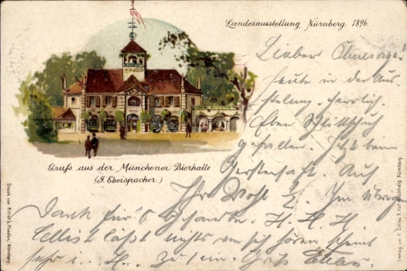 Chromo-Litho Nuremberg, Bavarian State Exhibition 1896, Munich Beer Hall
