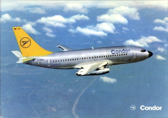 Postcard passenger aircraft Condor, Boeing 737-230 Europa-Jet