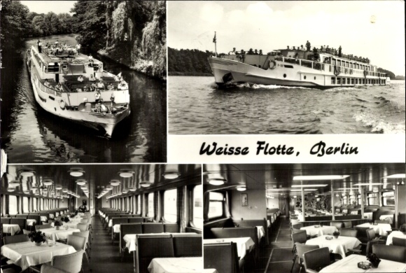 Ak Weiße Flotte Berlin, Salondampfer, Innenansicht