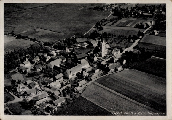 Ak Oberhausen an der Vils Reisbach in Niederbayern, Fliegeraufnahme