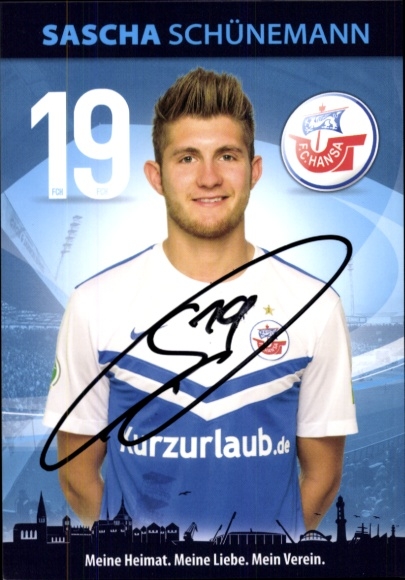 Autograph card footballer Sascha Schünemann, FC Hansa Rostock, autograph