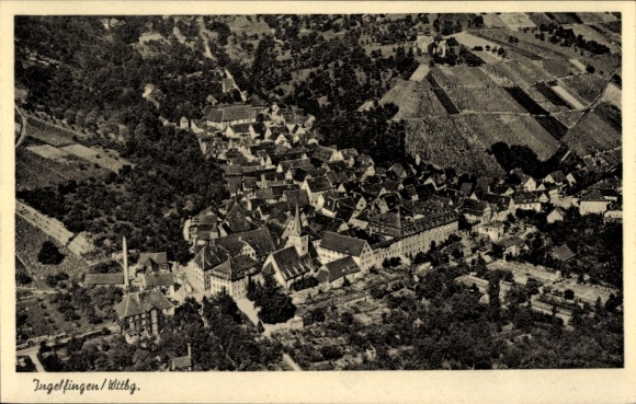 Postcard Ingelfingen in Württemberg, aerial photograph