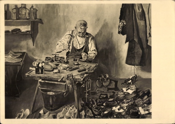 Artist Postcard Kürmaier, Anton, HDK 308, The shoemaker in his workshop