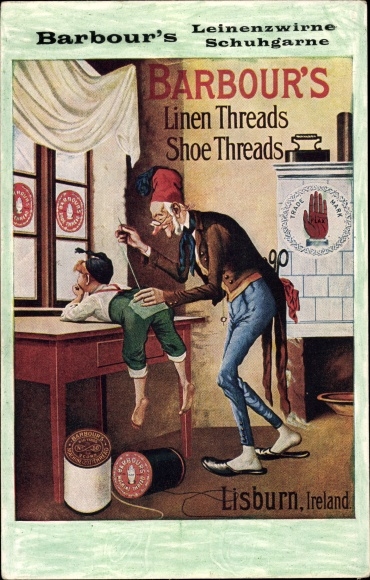 Postcard Barbour&#39;s Linen Threads, Shoe Threads, Lisburn Northern Ireland