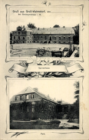 Passepartout Postcard Groß Walmstorf Hohenkirchen in Mecklenburg, manor house, park