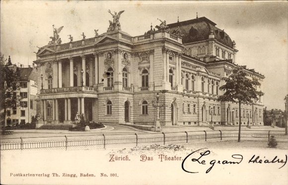 KP Zurich City Szwajcaria, Teatr, nverlag Th. Zingg, Badenia, nr 801