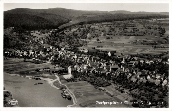 Postcard Dorfprozelten am Main Unterfranken, aerial photograph