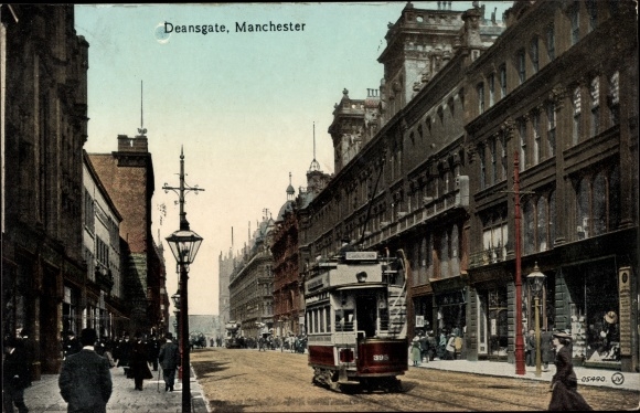 Ak Manchester Noordwest-Engeland, Deansgate, Tram