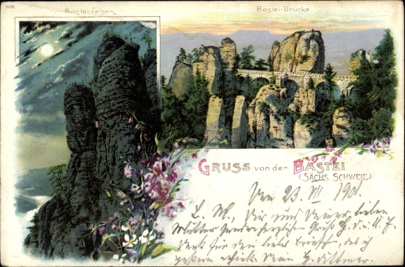 PC Lohmen in the Elbe Sandstone Mountains, bastion, nice detailed view