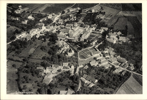 Postcard Schweinspoint Marxheim in Swabia Bavaria, aerial photograph