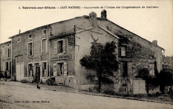 Postcard Rouvrois sur Othain Lothringen Meuse, Cafe Mathieu