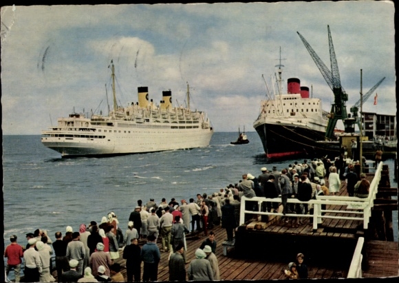 Postcard Cuxhaven, MS Italia, TS Hanseatic
