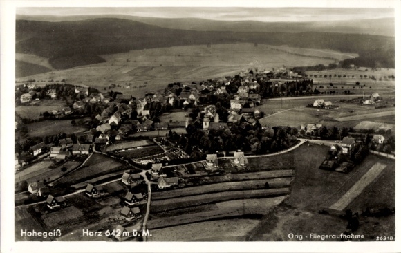 Postcard Hohegeiß Braunlage in the Upper Harz, aerial photograph