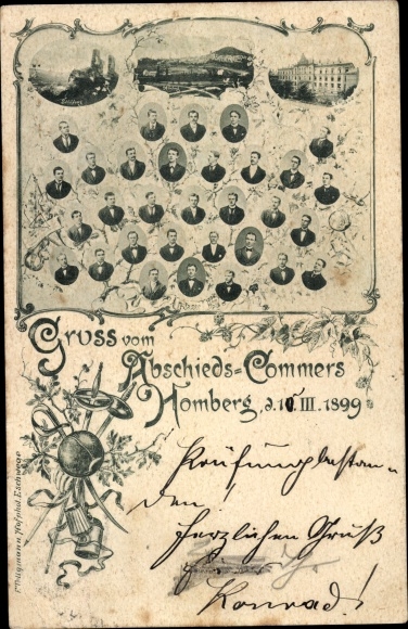 Studentika Postcard Homberg an der Efze Hesse, farewell Commers 1899