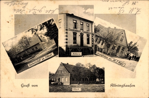 KP Albringhausen Bassum w Dolnej Saksonii, mleczarnia, budynek handlowy, szkoła, restauracja