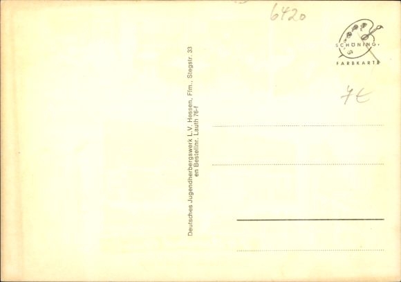 Postcard Lauterbach in Hesse, partial views, youth hostel, coat of arms