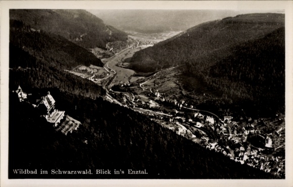 Postcard Bad Wildbad in the Black Forest, aerial photograph