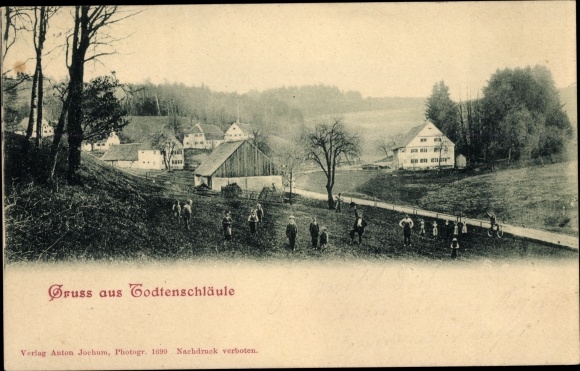 Postcard Todtenschäule Siegertshofen Fischach in Swabia, village party, harvest