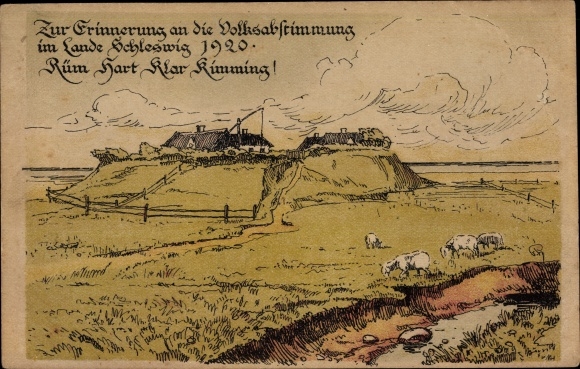 Artist Postcard To commemorate the referendum in the state of Schleswig in 1920, Rüm clearly kimming