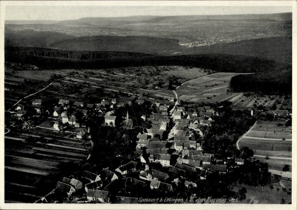 Postcard Spessart Ettlingen in Baden, aerial photograph