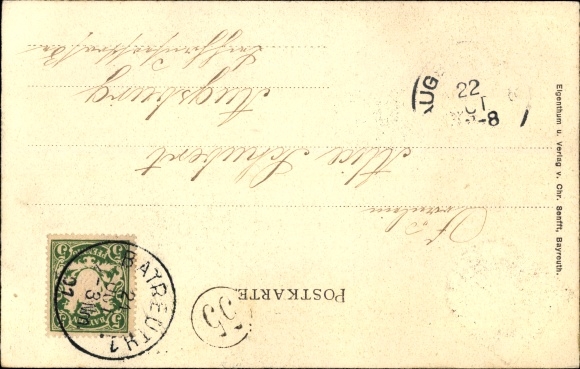 Wapenbriefkaart Bayreuth in Opper-Franken, Wagner Theater, Tempel van de Graal, Parsifal