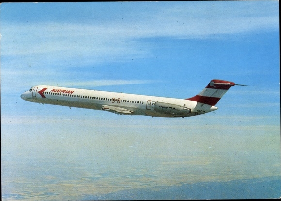 Postcard passenger plane, Austrian Airlines, Douglas DC9-81