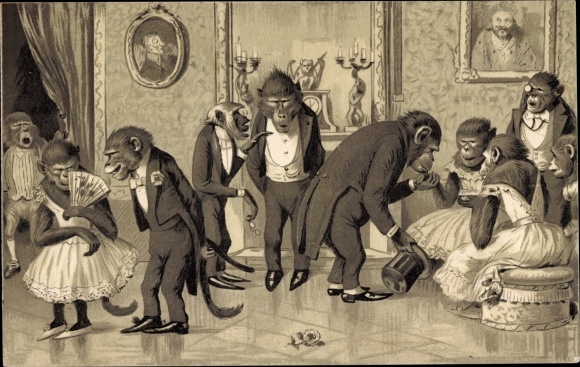 Mint Chromo-Litho Dans le Monde, Humanized Monkeys, Chimpanzees